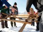 Winter team games building bridges